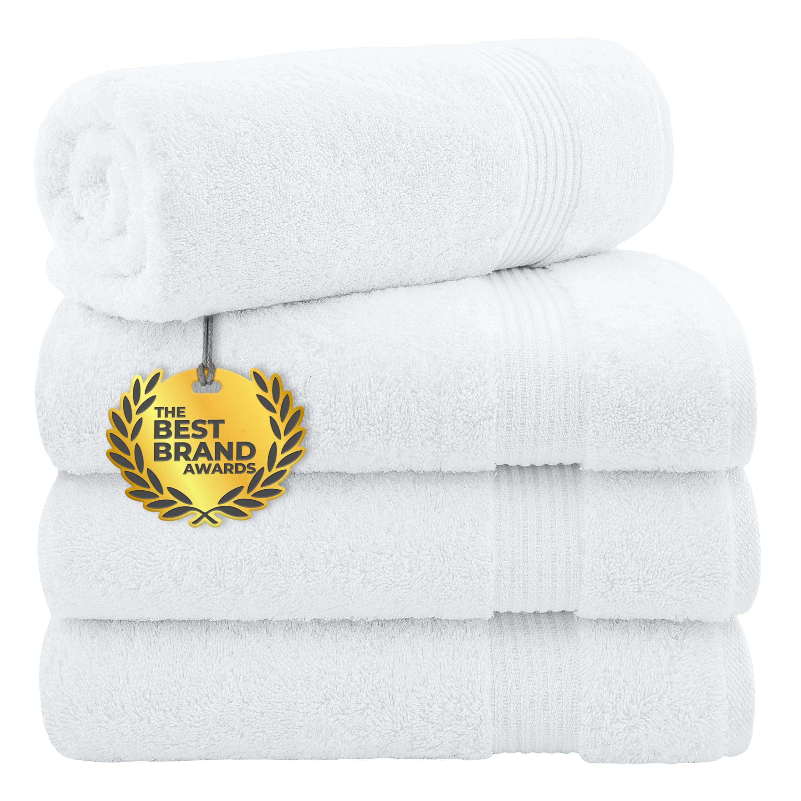 Cotton Paradise Bath Towels, 100% Turkish Cotton 27x54 inch 4 Piece Bath Towel Sets for Bathroom, Soft Absorbent Towels Clearance Bathroom Set, White Bath Towels