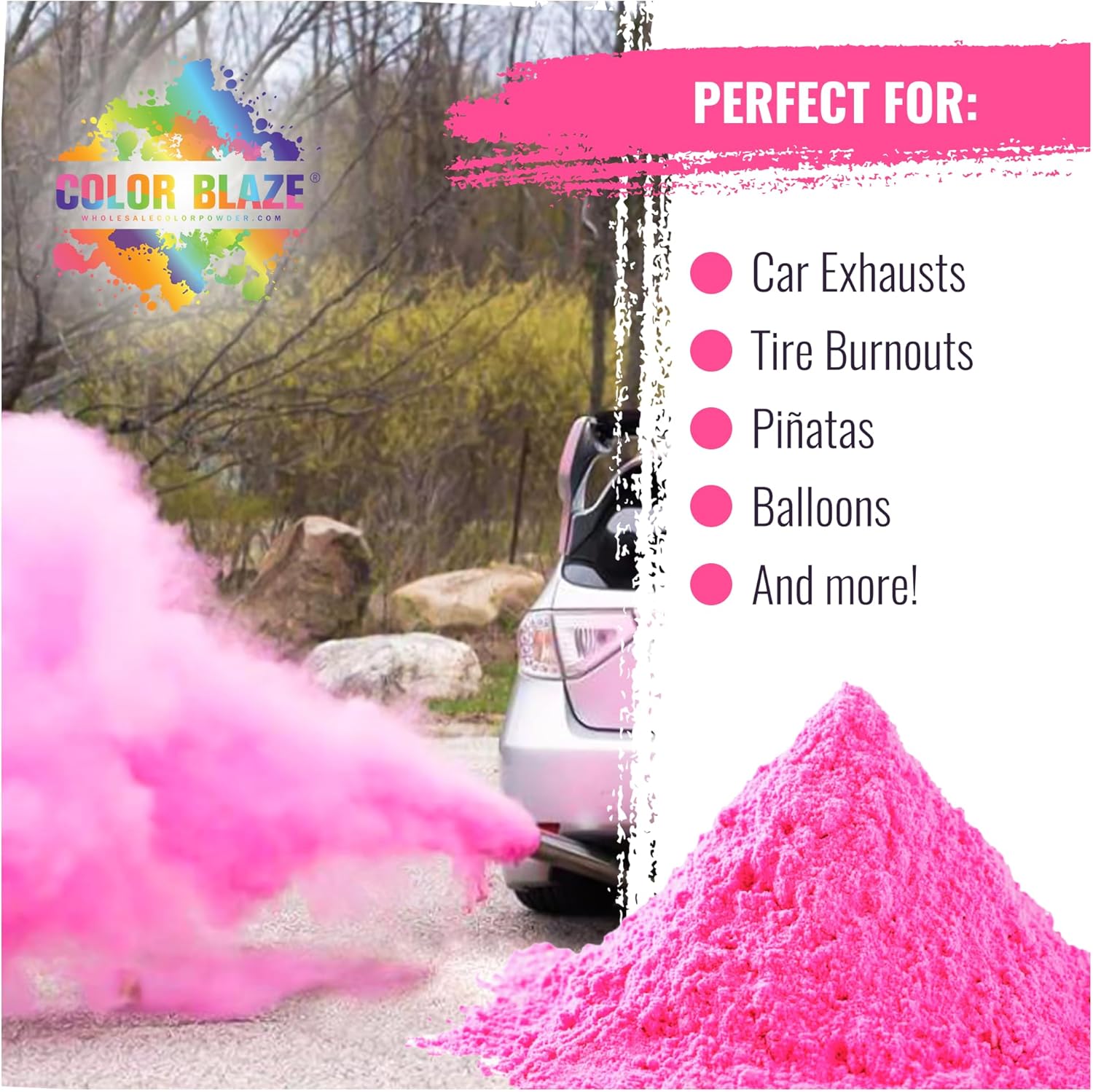 Color Blaze Holi Colored Powder - 5 lbs of Pink Powdered Color - for Fun Runs, Color Toss, Rangoli, Powder War, Backyard Party & Festivals - Pack of 1 Colorful Bag - 5 Pounds in Bulk - Pink - Image 4
