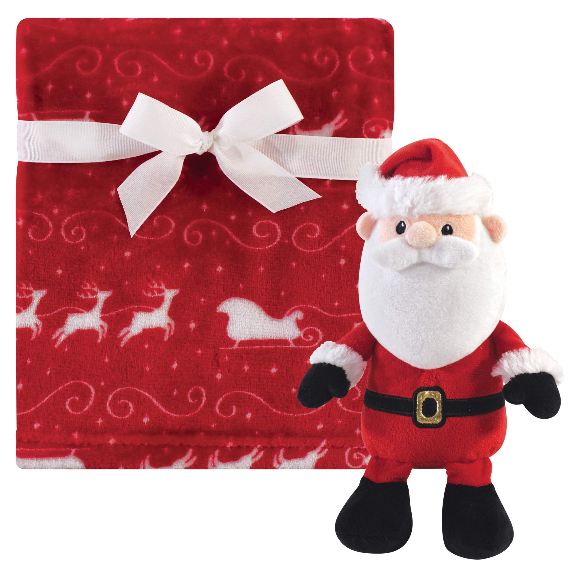 Hudson Baby Unisex Baby Plush Blanket with Toy, Santa, One Size