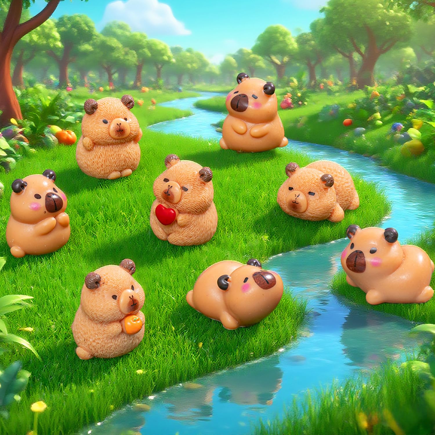 40Pcs Mini Capybara Animals Set, Mini Resin Figurines, Miniature Capybara Figures - Image 3