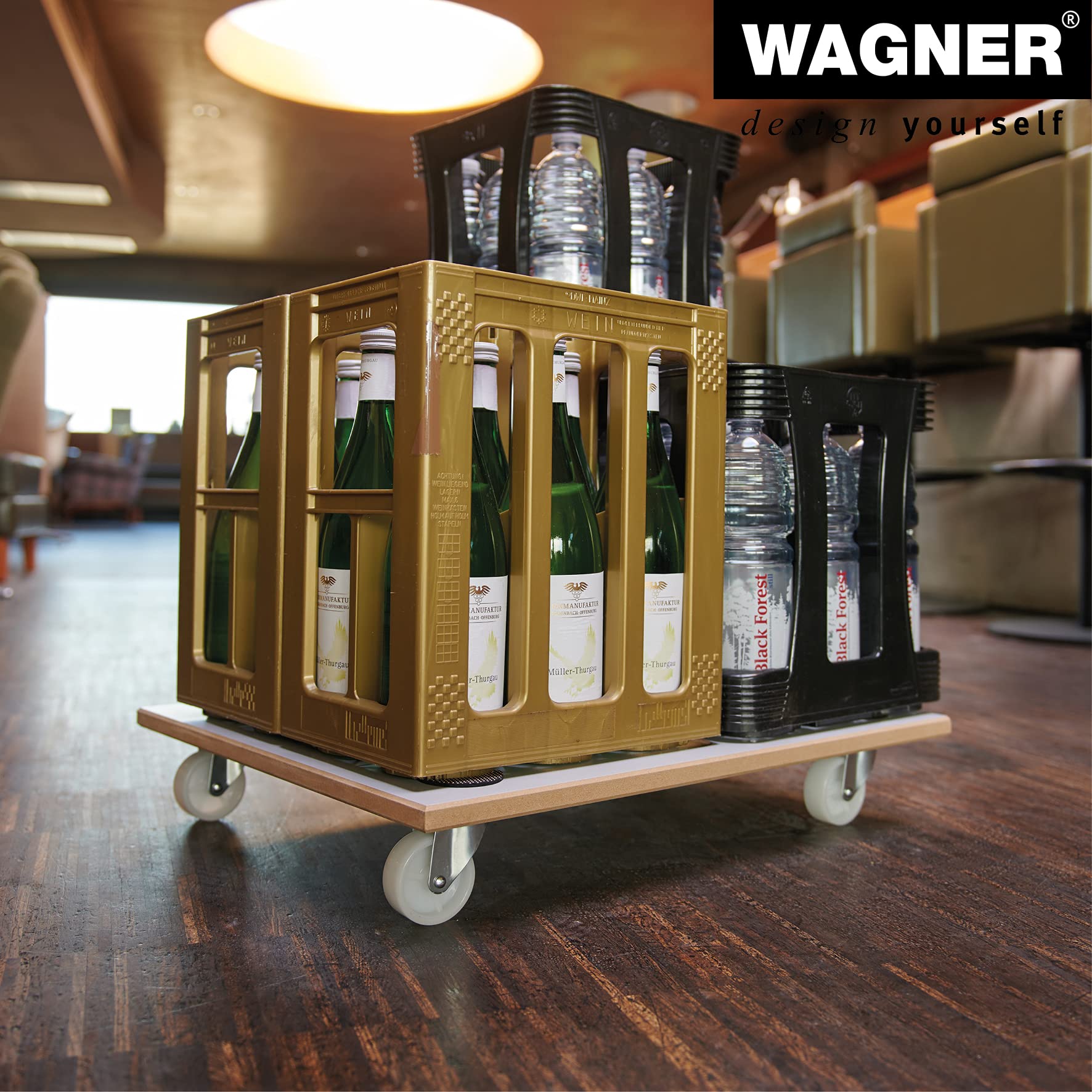 WAGNER Carrello da trasporto MM 1359 I 59 x 48 cm I cuscinetti antiscivoloI rivestimento speciale I portata 200 kg I facile da pulire I resistente e robusto - 20135901