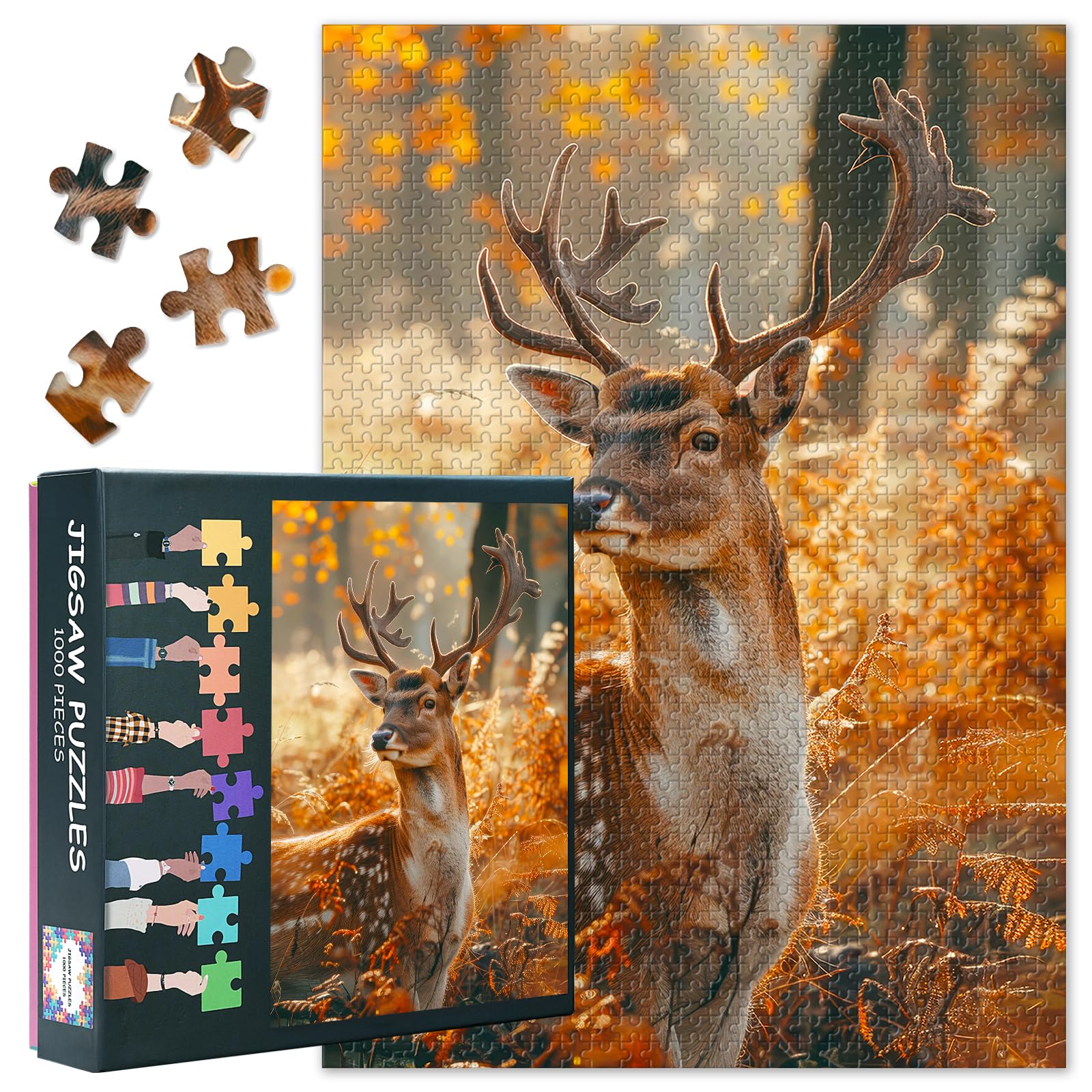 Jigsaw Puzzles for Adults 1000 Piece Sika Deer 50x70 cm Beautiful Forest Deer Puzzles for Adults Educational Challenge 1000 Pieces Animals Puzzles โ image 1