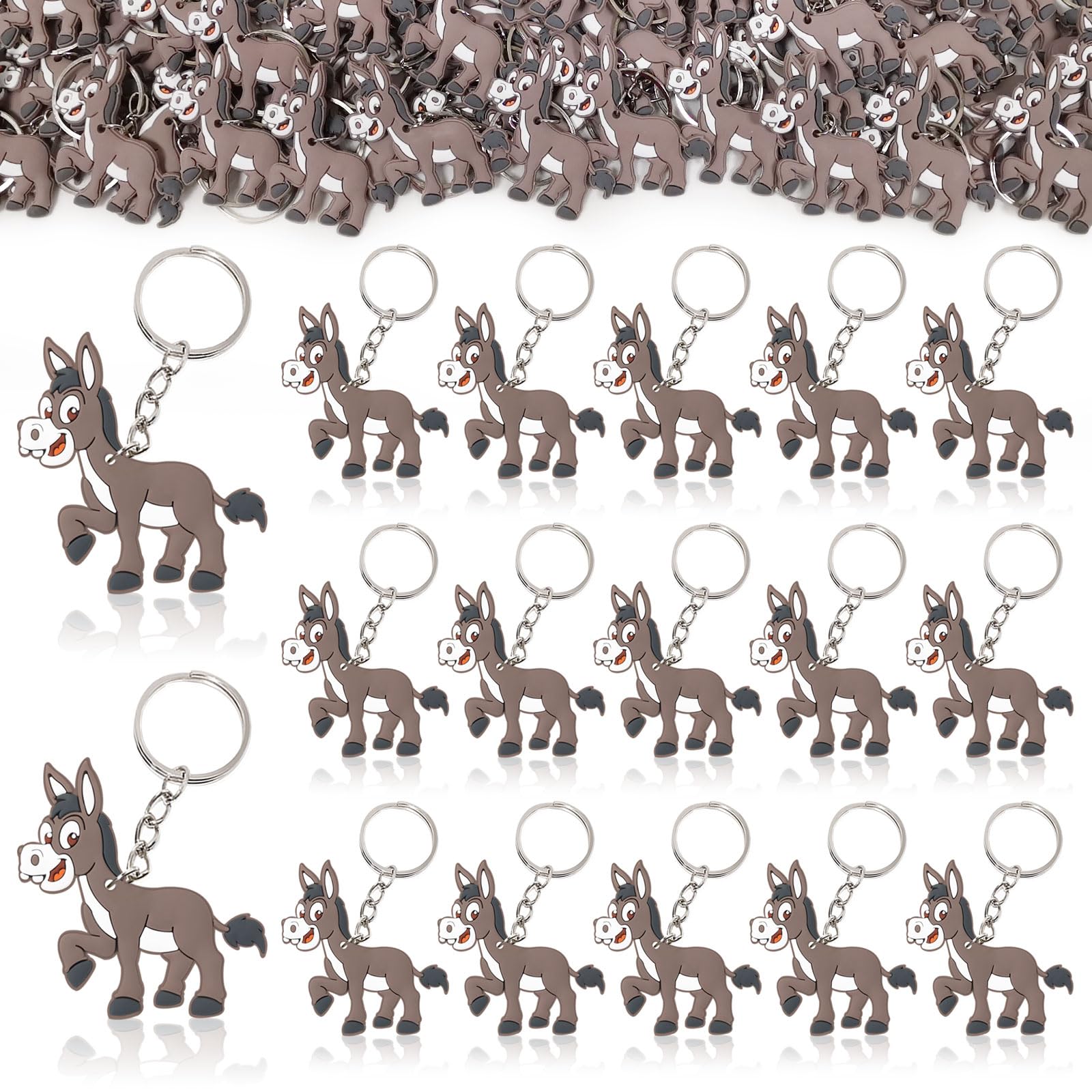 CiciBear 24 Pack Donkey Keychains Party Decoration for Guests, Farm Animal Themed Party, Baby Shower, School Party, Zoo Kids Birthday