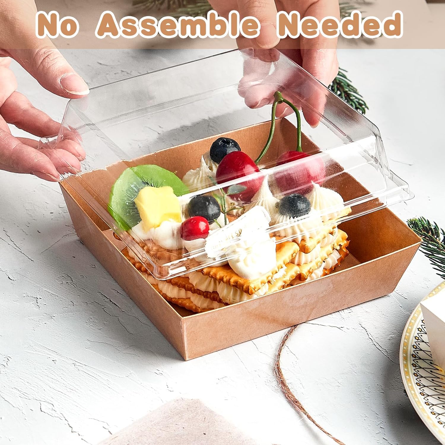 YTAXZ 50 Pack 7x5 Inch Charcuterie Boxes With Clear Lids - Disposable Food Containers For Bakery, Sandwiches, Cookies