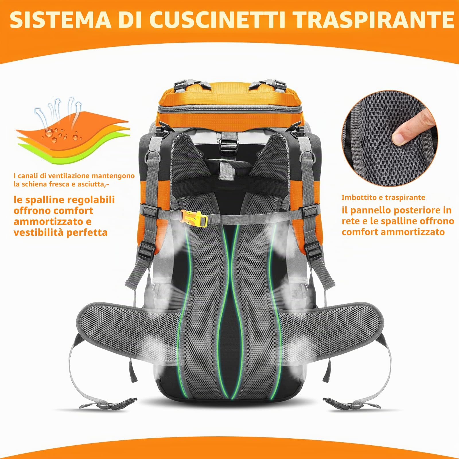 Lixada Zaino da trekking 50 l zaino con custodia di protezione impermeabile ultraleggero per alpinismo arrampicata trekking sport viaggio campeggio