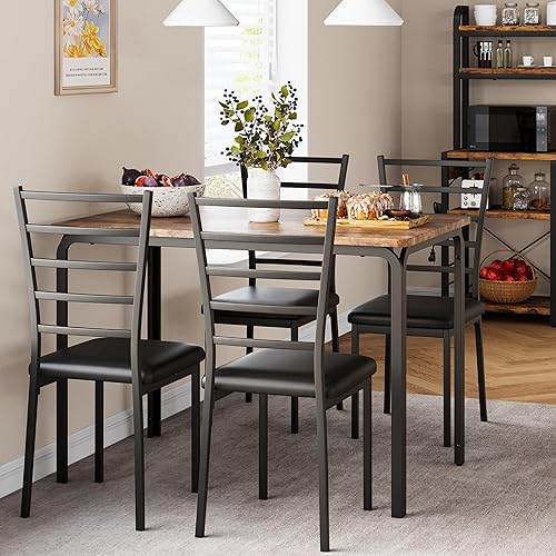 Juego de mesa de comedor para 4, mesa de cocina y sillas para 4, juego de mesa de comedor de 5 piezas, juego de mesa de comedor moderno, juego de