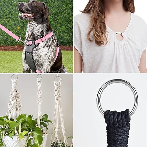 Miniatura 6 de 30 anillos de metal para manualidades, anillos tóricos de metal de 2 pulgadas1.969 in, anillos redondos de acero inoxidable 304 para macramé,