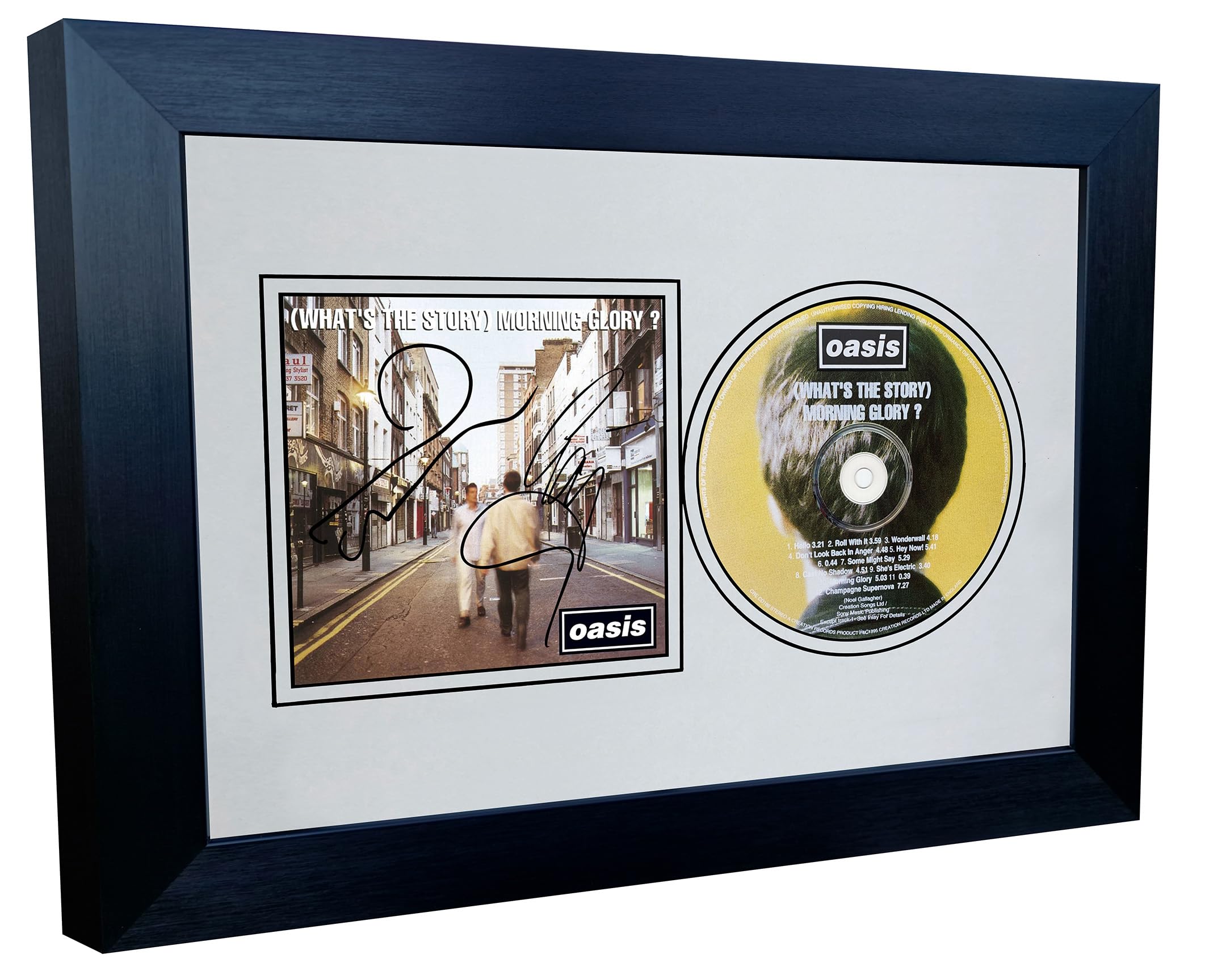 Kitbags & Lockers Black A4 Oasis Definitely Maybe (Whats The Story) Morning Glory Album Cover Display Liam Noel Gallagher Indie Music Autographed Signed Photograph Picture Frame (Morning Glory Cream Mount)