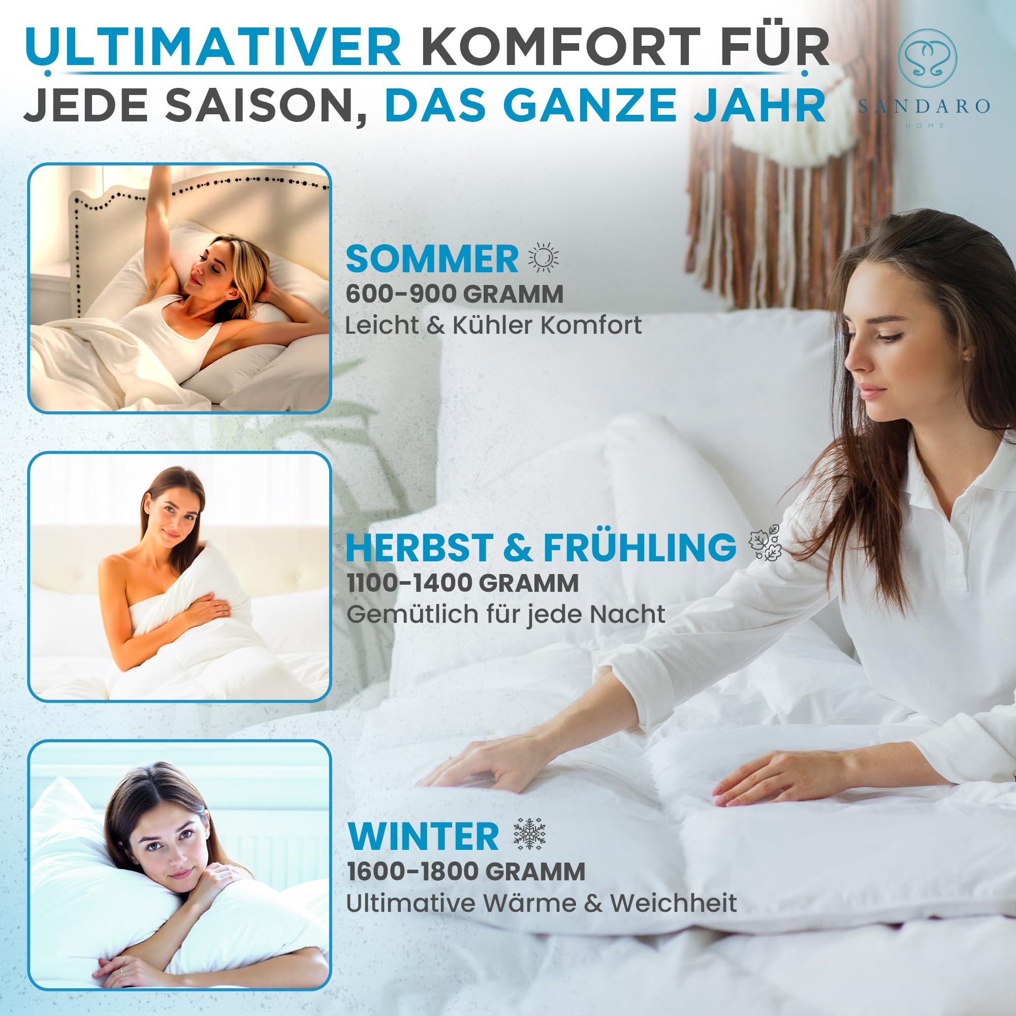 Daunendecke 200x220 mit 70% Daunen 30% Federn | Bezug aus Baumwolle | Warme Decke, Winterdecke | Bettdecke Daunen | Bettdecke 200x220 Winter | 100% Natur | Öko-Tex Zertifiziert (1800gr)