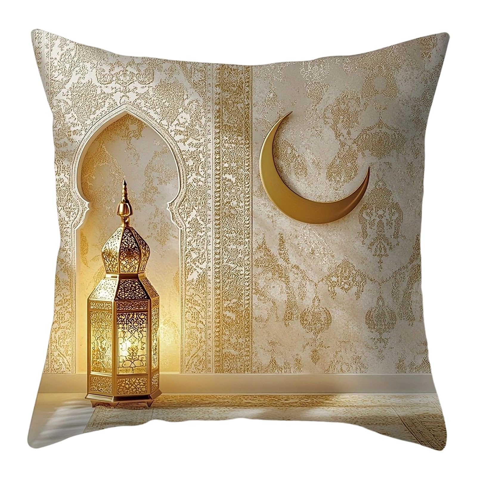 Jazuaiao Short Plush Cushion Cover Gold Moons Ethnic Festival Print 45x45cm Standard Size for Home Decoration Plush Pillow Living Pillow Festival Cushion