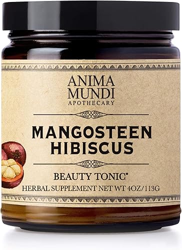 Anima Mundi Mangosteen Hibiscus Beauty Tonic - Polvo orgánico de fruta de mangostán con flor de hibisco - Contiene vitamina C natural de mangostán