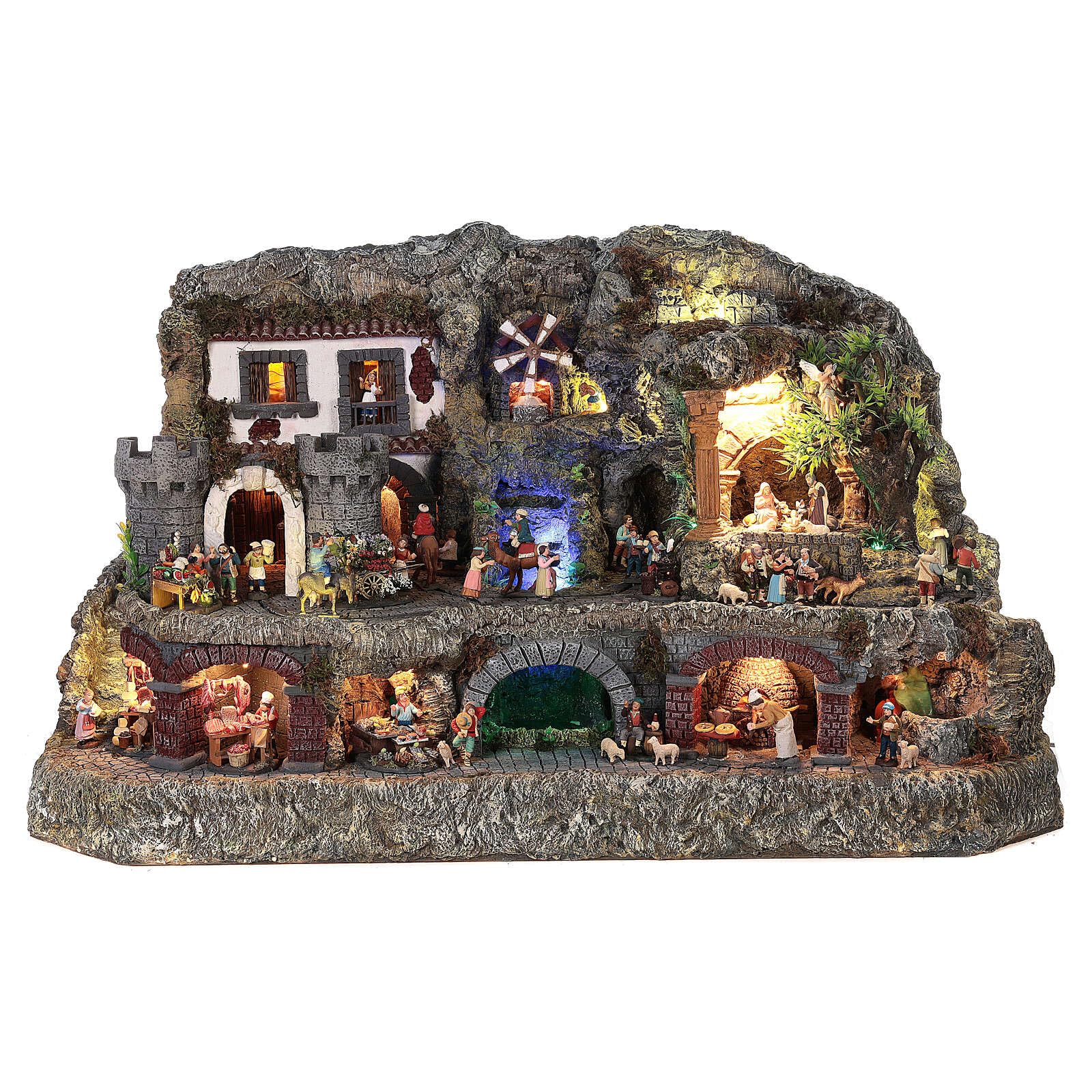 Holyart Artistic Nativity Scene with figurines in motion, characters of 6-10 cm, 75x110x60 cm