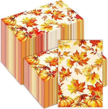 170 Pcs Fall Napkins Paper Disposable Table Papers for Thanksgiving Dinner