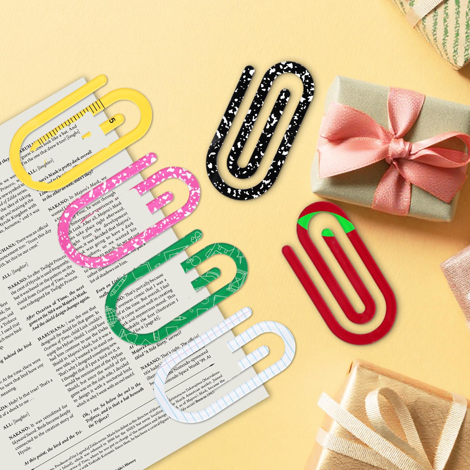 Jumbo-Büroklammern, 24 Stück, für Lehrer, Wertschätzung, Geschenk, klare Acrylklammern, Lesezeichen, Geschenk mit Dankeskarten, niedliches Büroklammer-Design für Lehrer, Büro, Klassenzimmer