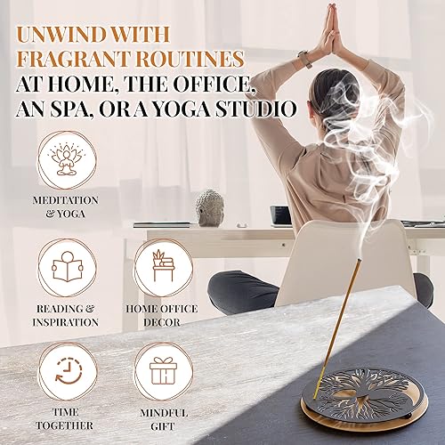 Miniatura 5 de Soporte de incienso de metal para varillas, soporte redondo de incienso para varillas, bandeja de incienso desmontable, bandeja de quemador de