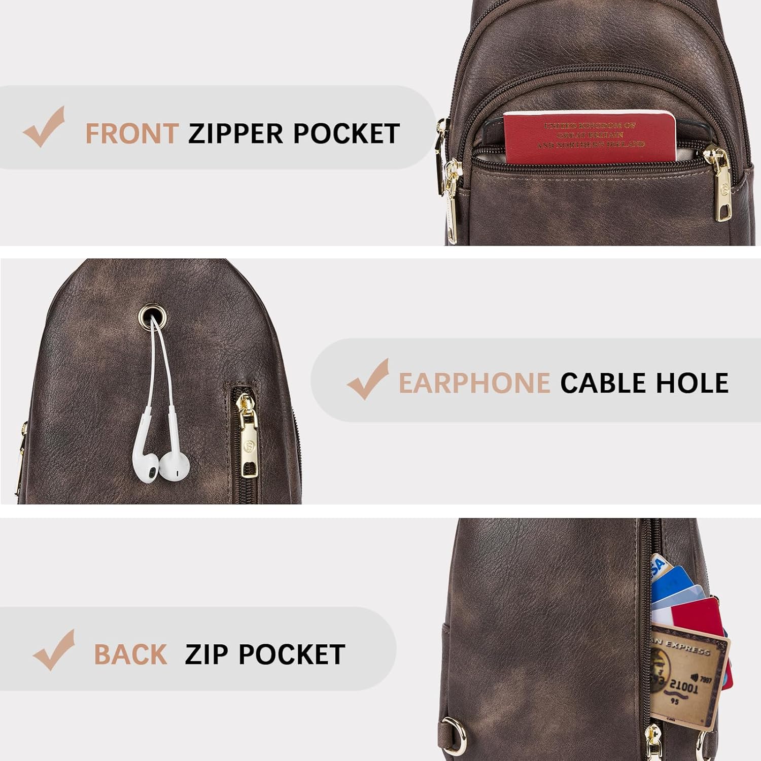 BOSTANTEN Small Sling Bag for Women Leather Crossbody Bags Fanny Pack Chest Bag for Travel - Image 4