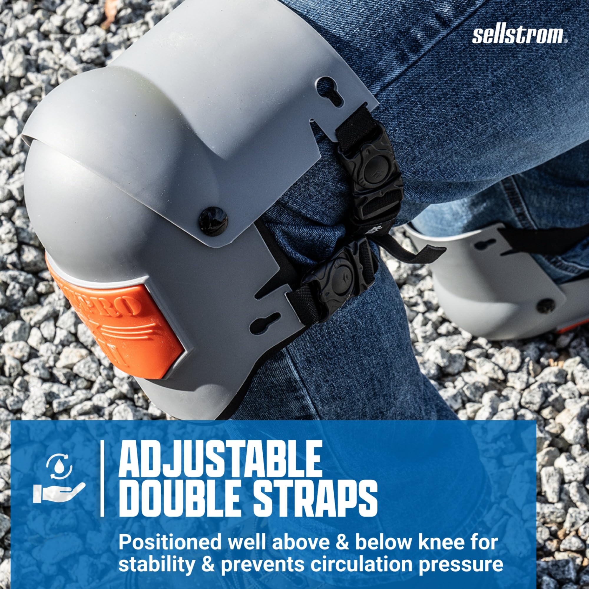 Sellstrom 96110 Knee-Pro Ultra Flex III Series Rodillera de plástico duro duradero