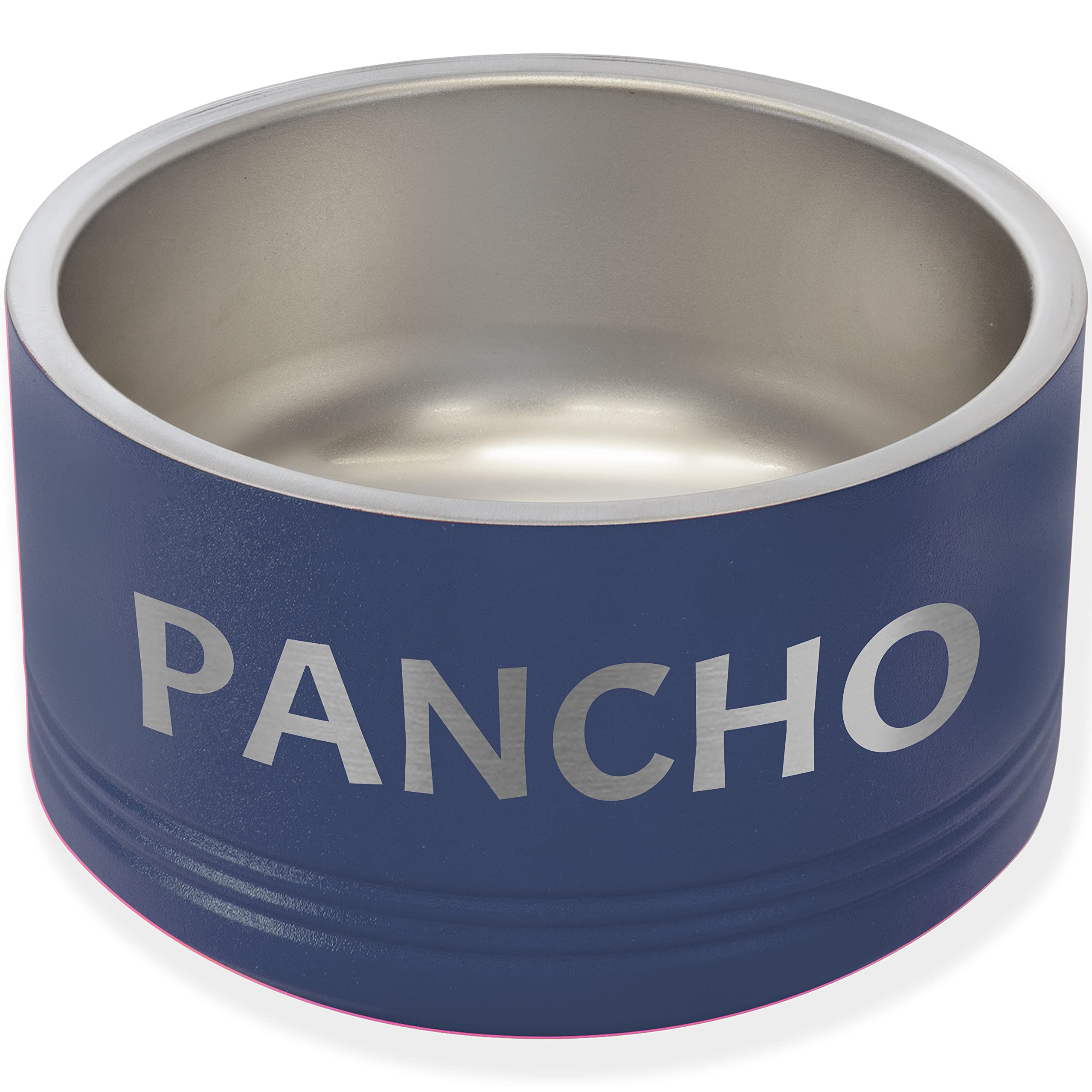 LaserGram Personalized Stainless Steel Dog Bowl, Double Wall Insulated, Non-Slip Design, Custom Name Engraving Included (Navy Blue, 18oz)