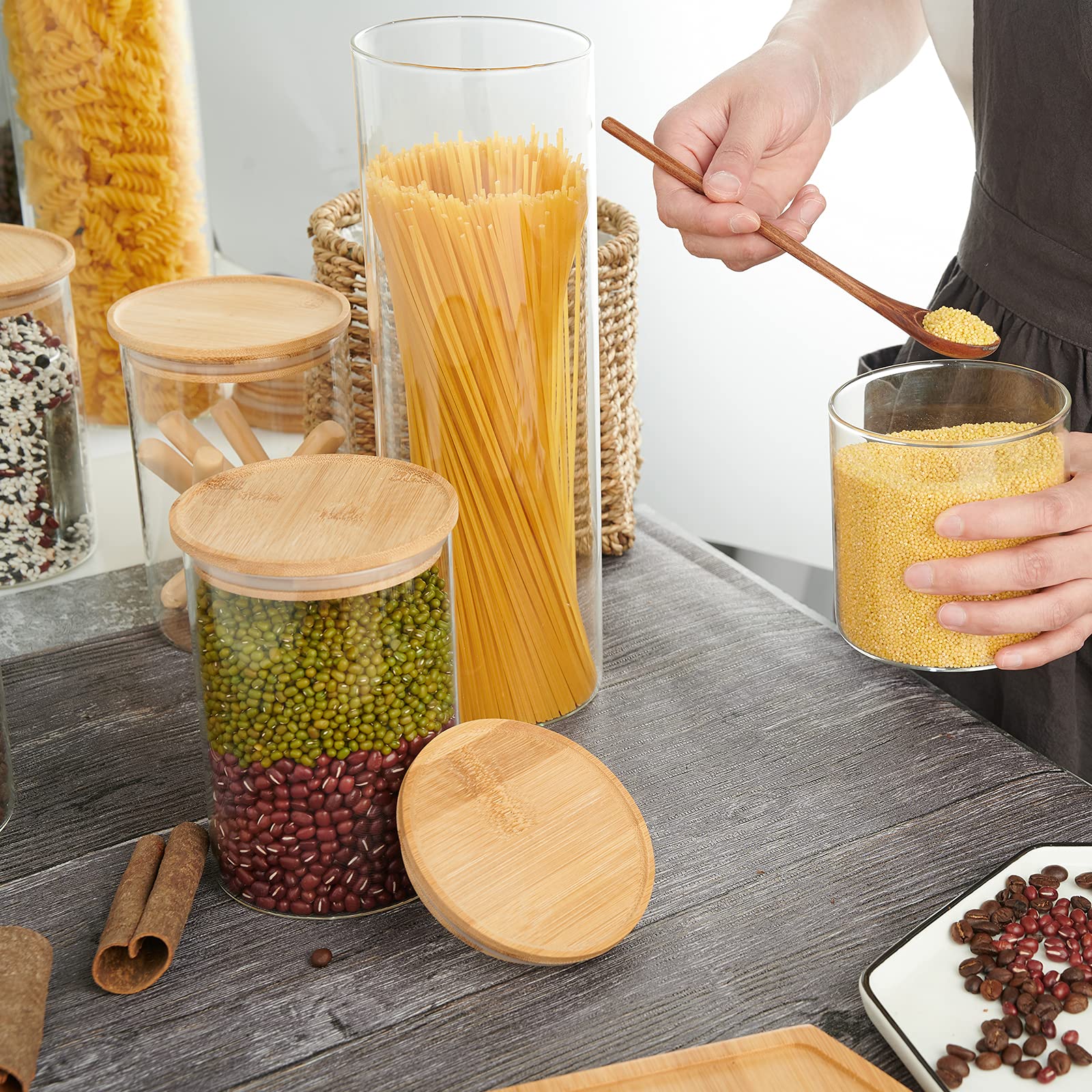 Buy LIFESENCE Glass Canisters Glass Storage Jars with Bamboo Lids