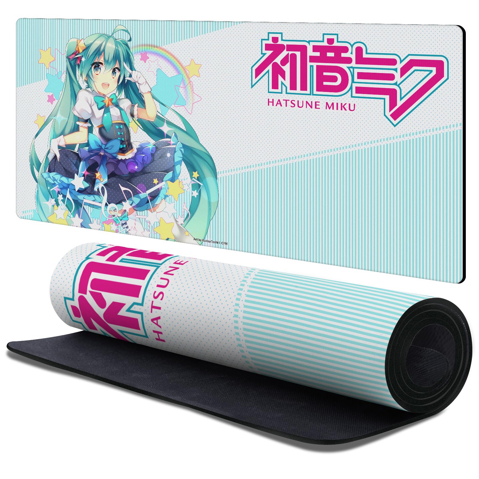 Head Case Designs Officially Licensed Hatsune Miku Stars and Rainbow Graphics 37.4 x 15.75 x 0.16 inches (900 x 400 mm) - XL Gaming Office Desk PC Keyboard Mouse Mat Pad