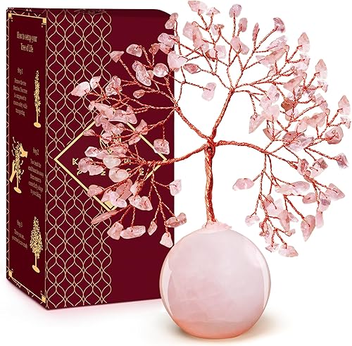 Árbol de la vida de cristal hecho a mano para mujer, cristal curativo de cuarzo rosa y piedras para energía positiva, curación de reiki, meditación,