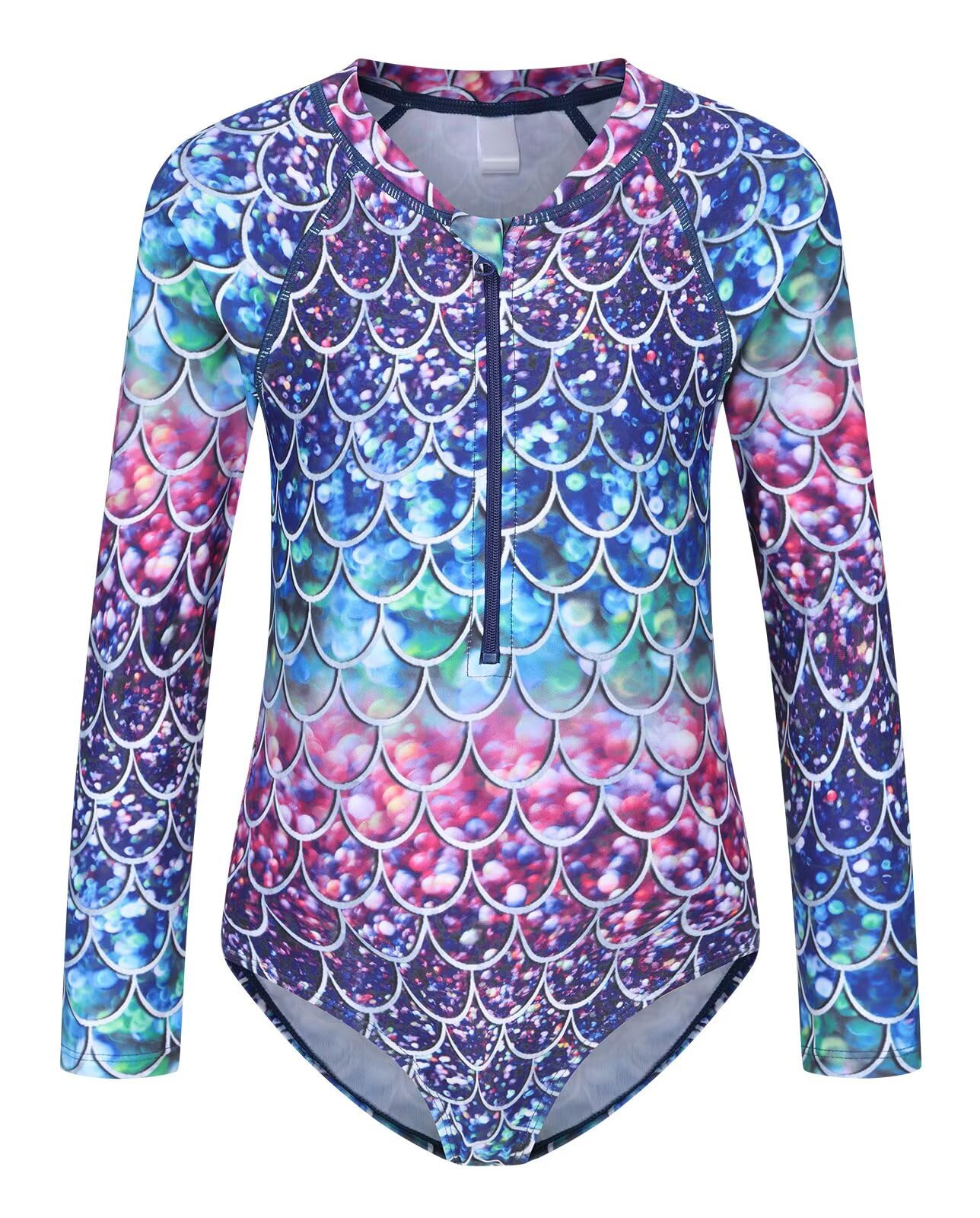 Girls One Piece Rash Guard Long Sleeve Swimsuits for Girls UPF 50+ Sun Protection Bathing Suits 3-16 Years