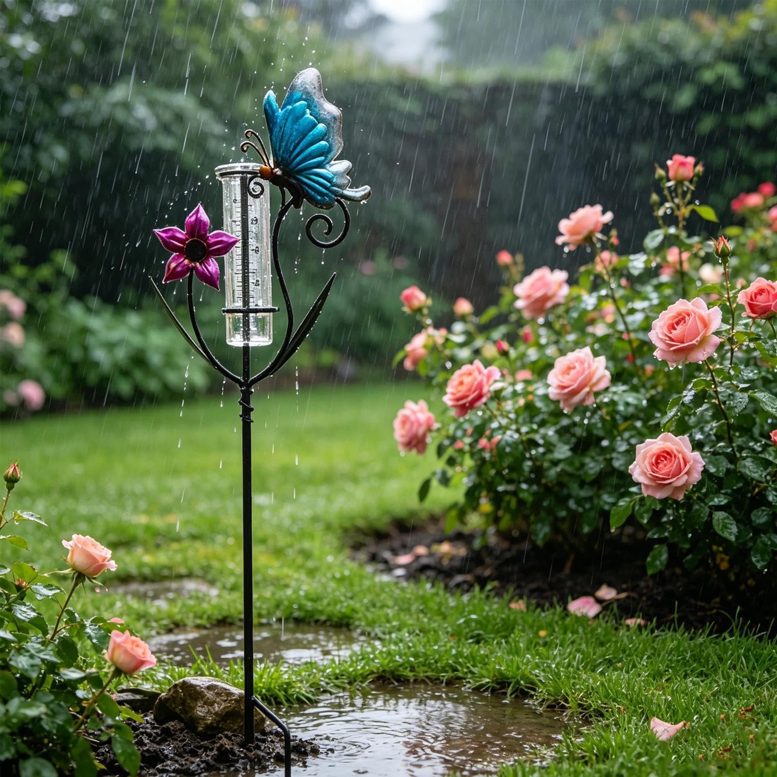 Pluviometro da Esterno con Asta di Misurazione Misurazione Preciso, | Pluviometro Decorativo da Giardino per Esterno Giardino Prato Cortile Terrazzo Patio