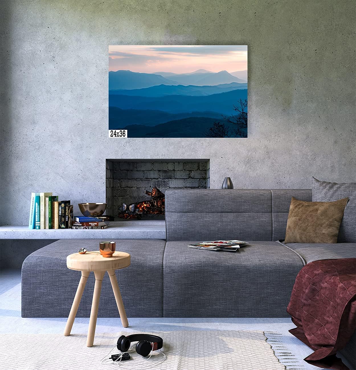Blue Ridge Mountain Wall Art - Canvas Wall Decor Landscape Print – Blue Hour Sunset Photo - Perfect for Home, Living Room, Bedroom, Office and Kitchen - Made In USA - Photograph by Will Simpson