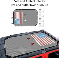Vista 3 de RT-TCZ para Wrangler JK Parasol de Malla Superior Sombra del Techo para Jeep Wrangler JK JKU 4 Puertas 2007-2017 Negro Rojo Bandera Estadounidense
