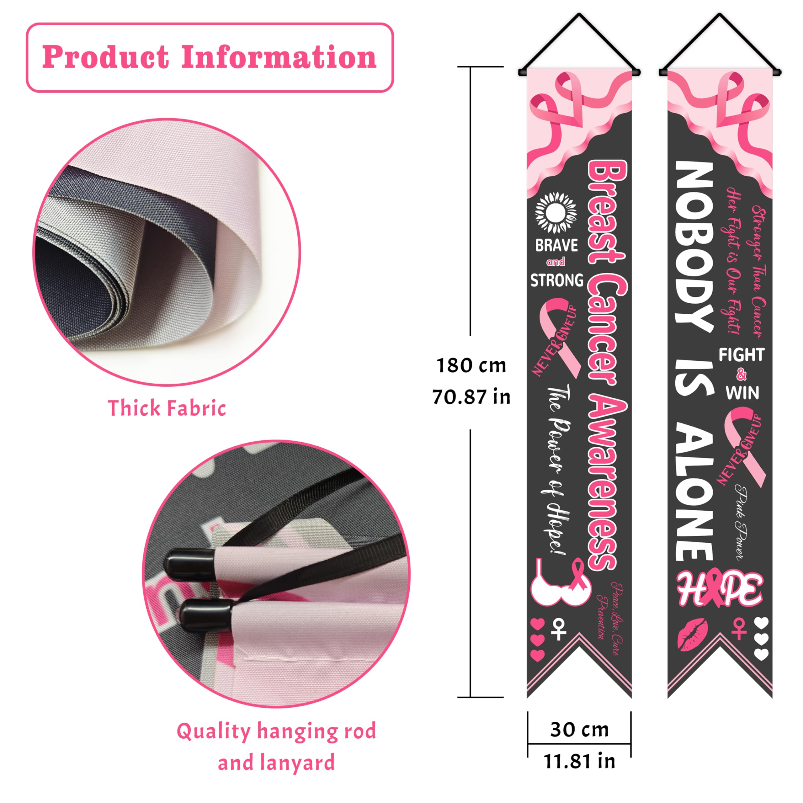 Breast Cancer Awareness Decoration Banner, Pink Ribbon Breast Cancer Banner Decor - Image 2