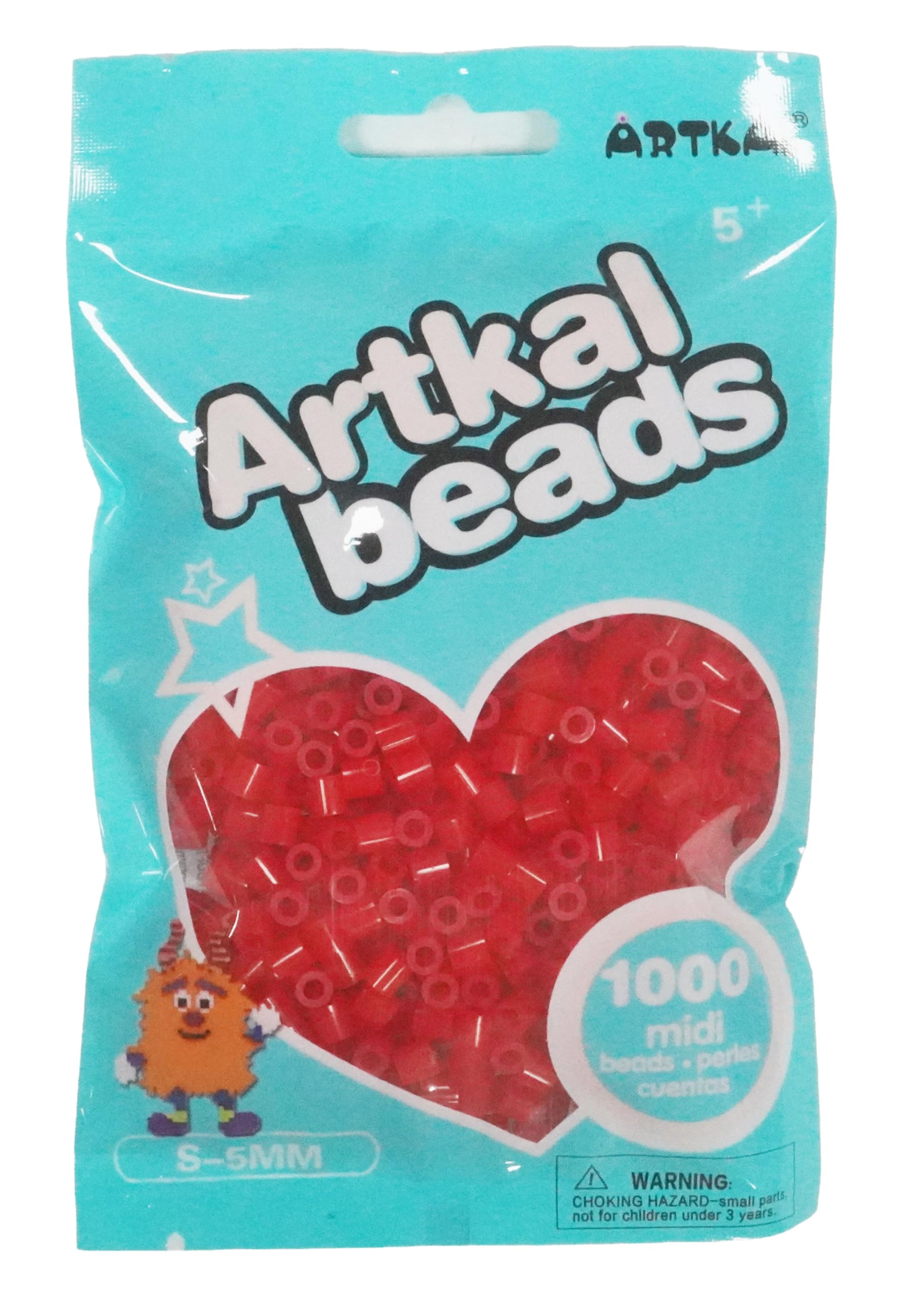 Artkal 5mm Midi Fuse Beads Red 1000 Beads
