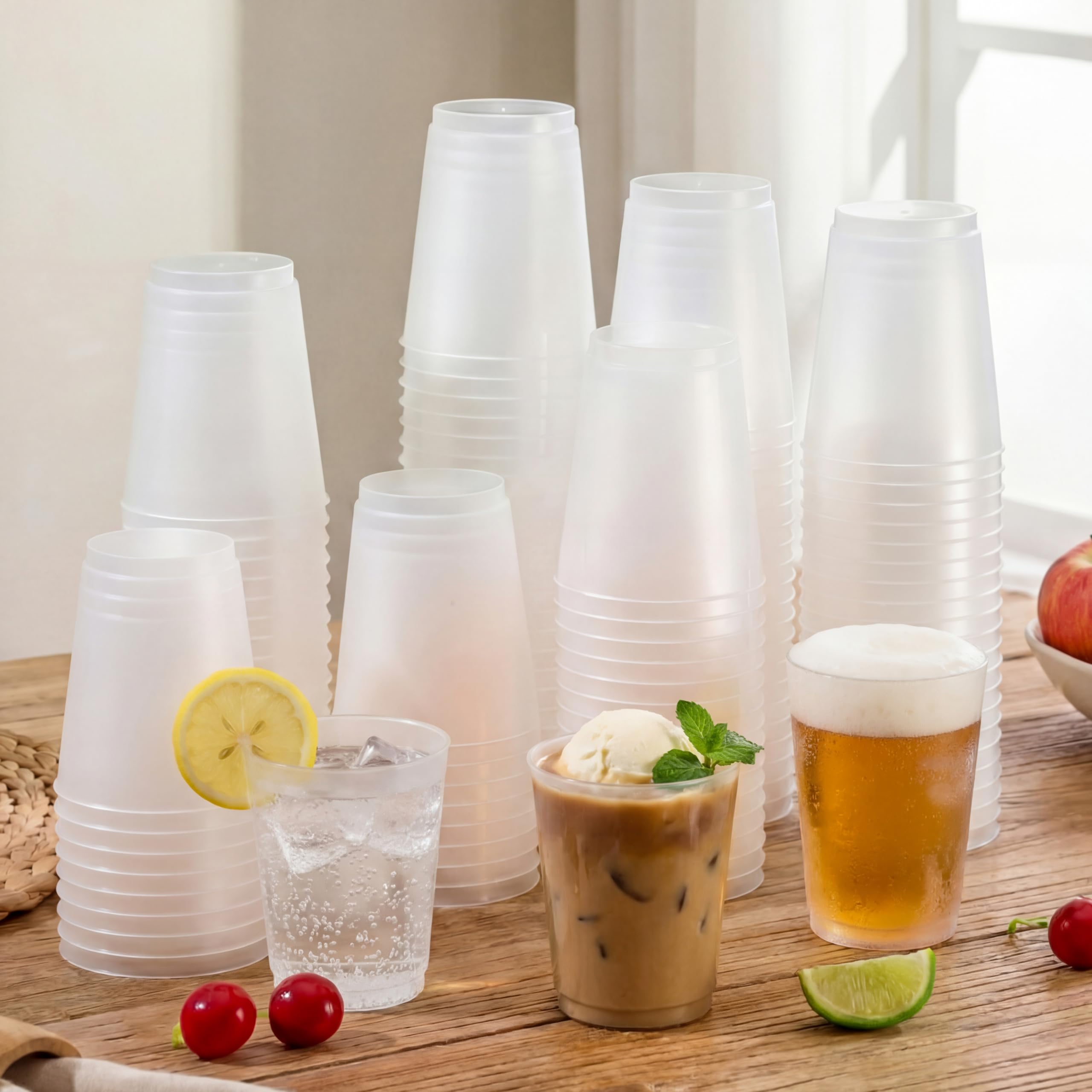Amazon.com: Jingmore 500 Pcs Frosted Plastic Cups Bulk - 14 oz Disposable  Clear Drinking Frosted Cups for Stadium Events Home, Party, Birthday  Supplies : Health & Household