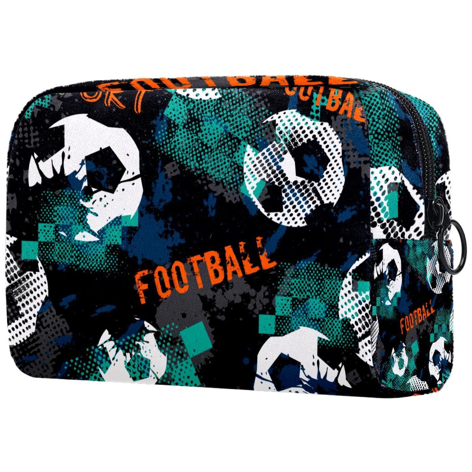 Adamion Bolsas De Maquillaje Fútbol Futbol Neceser De Cosméticos Impresa Bolsa Organizadora De Viaje De Multifunción Bolsa De Lavado Bolsa De Almacenamiento 18.5x7.5x13cm