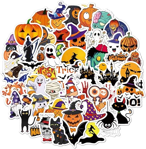 Miniatura 2 de 100 calcomanías de Halloween para botellas de agua, vinilo impermeable para todo el día de la Pascua, calcomanías temáticas de calabaza, laptop,