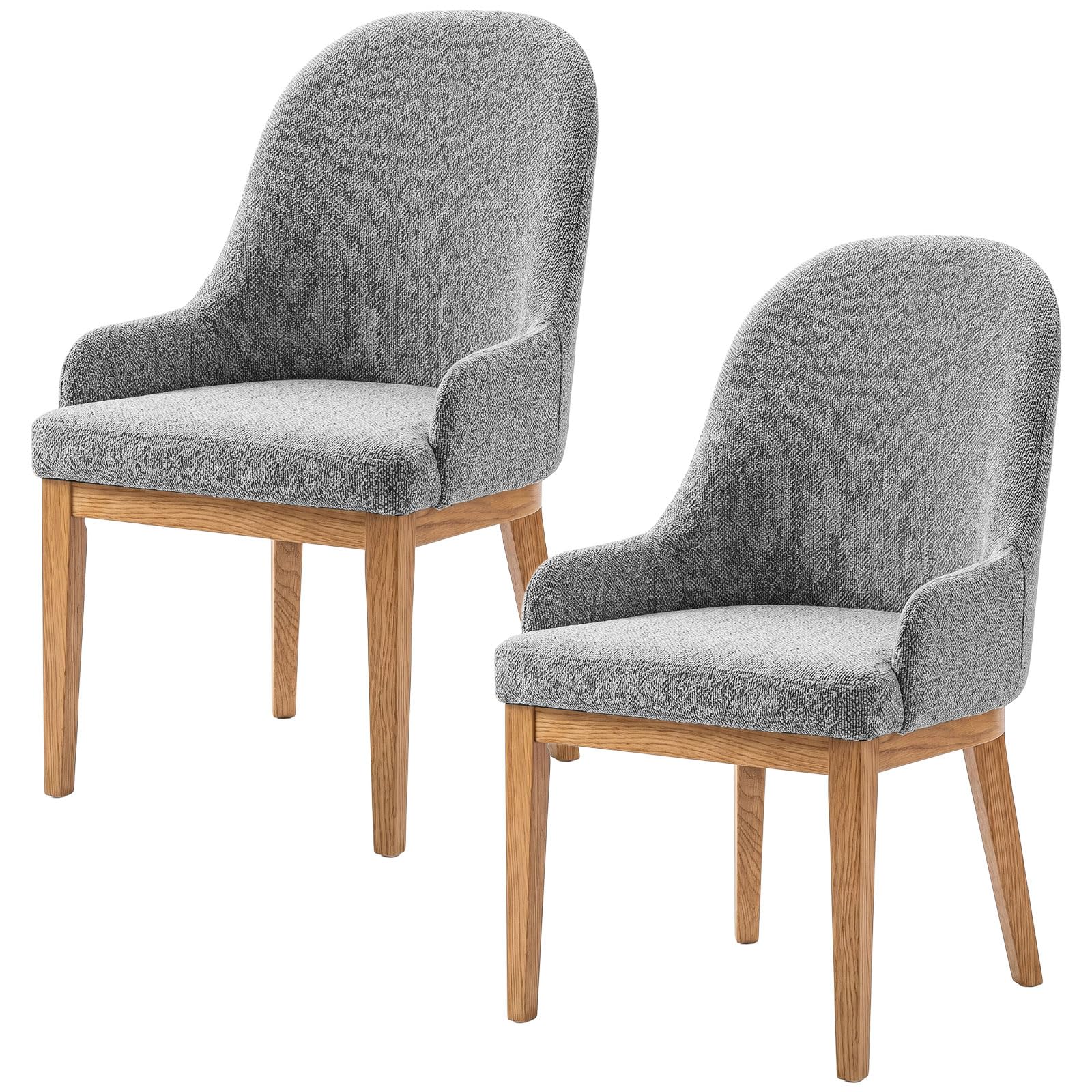 LIRONGTAGE Stretch Dining Chair Covers Set of 2 - Anti-Scratch Chenille Dining Chair Cover for Curved Back Chairs - Breathable Arm Chair Covers for Kitchen Dining Room (Dark Grey)
