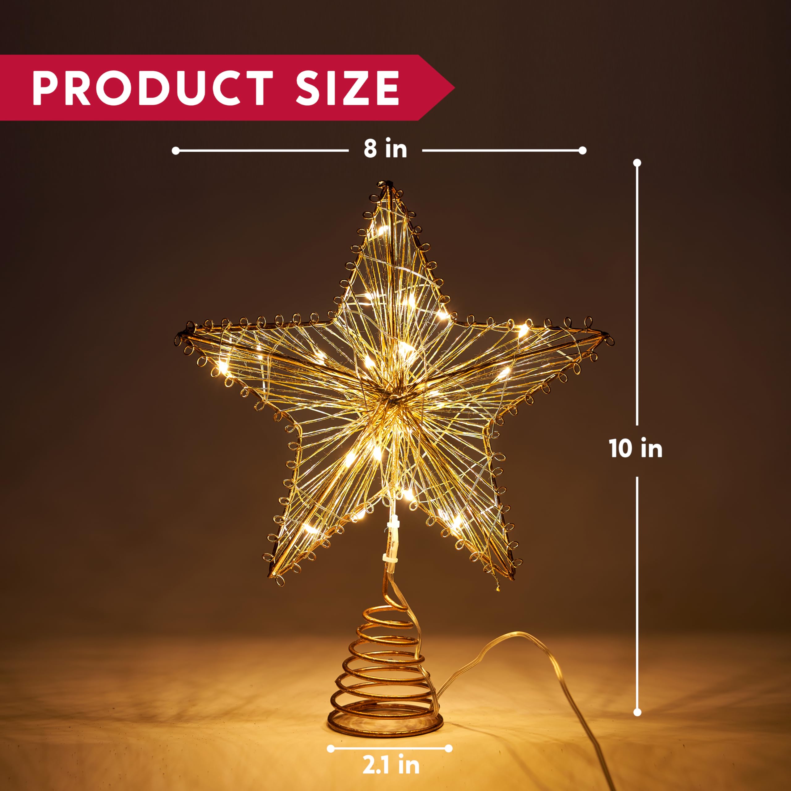 Snapklik.com : Joiedomi Christmas Tree Toppers 8" Gold Metal Star Decor