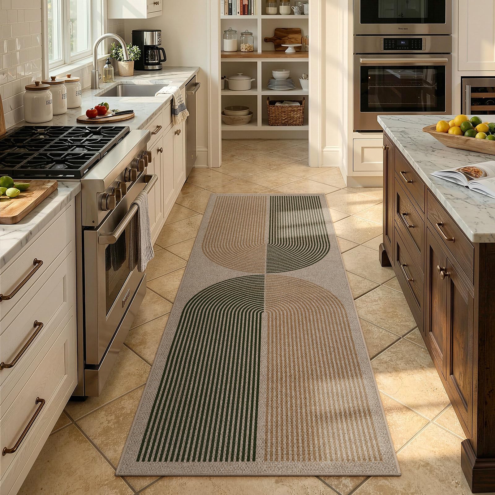 Lahome Enfys Modern Rainbow Easy Jute Rug, 2x6 Kitchen Runner Washable Rug Runners for Hallways Farmhouse Carpet, Non Slip Indoor Outdoor Runner Contemporary Door Mat for Laundry Porch