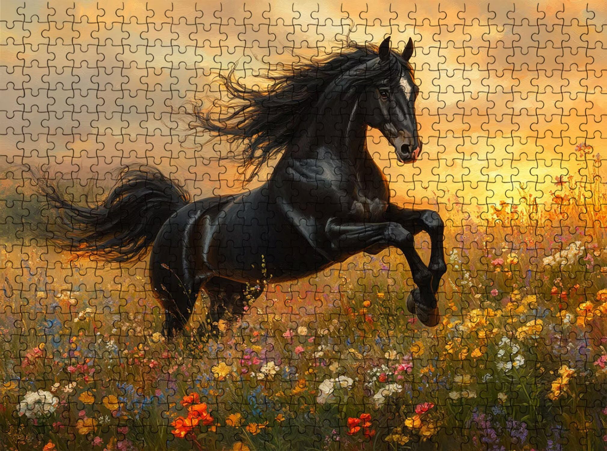 cavallo prato-2 Puzzle 1500 Pezzi per Adulti, Puzzle in Legno - Collezione Classica con Poster Incluso -Sfida di Concentrazione e Passatempo Antistress, Gioco Educativo per Famiglia, 87 x 57 cm f0-656