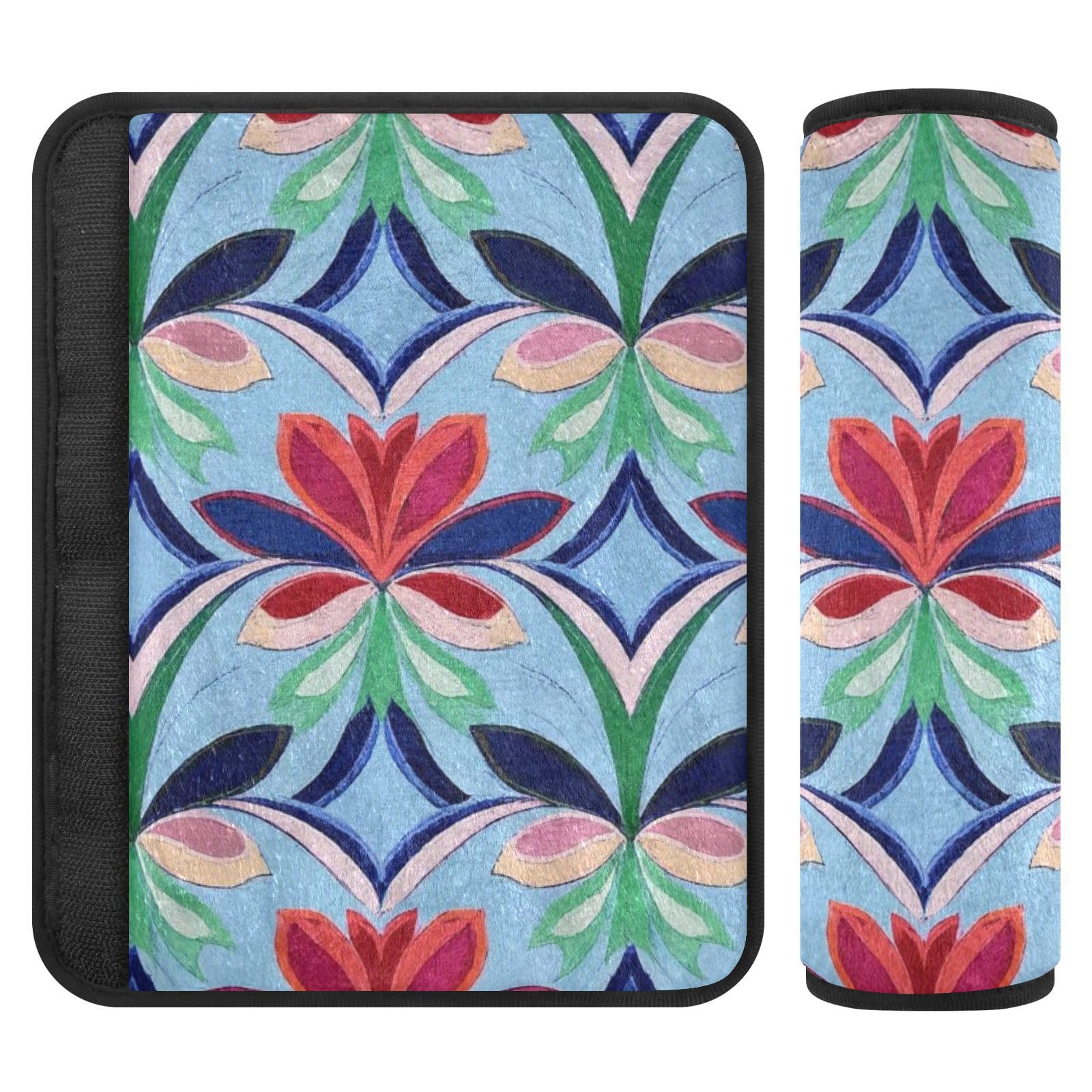 EtherSpher Trendy Vintage Floral Colorful Lavender car seat Neck Strap Covers, Protects Your Neck and Shoulders, car seat Belt Covers for SUV SUV SUV funda para cinturón de carro 2 pcs