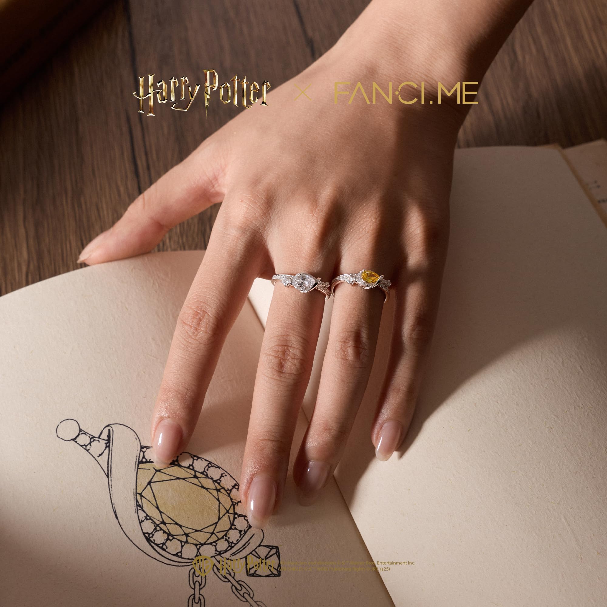 FANCIME x Harry Potter Kollaboration - Felix Felicis Ring, Sterling Silber Schmuckgeschenke für Damen Mädchen Sie