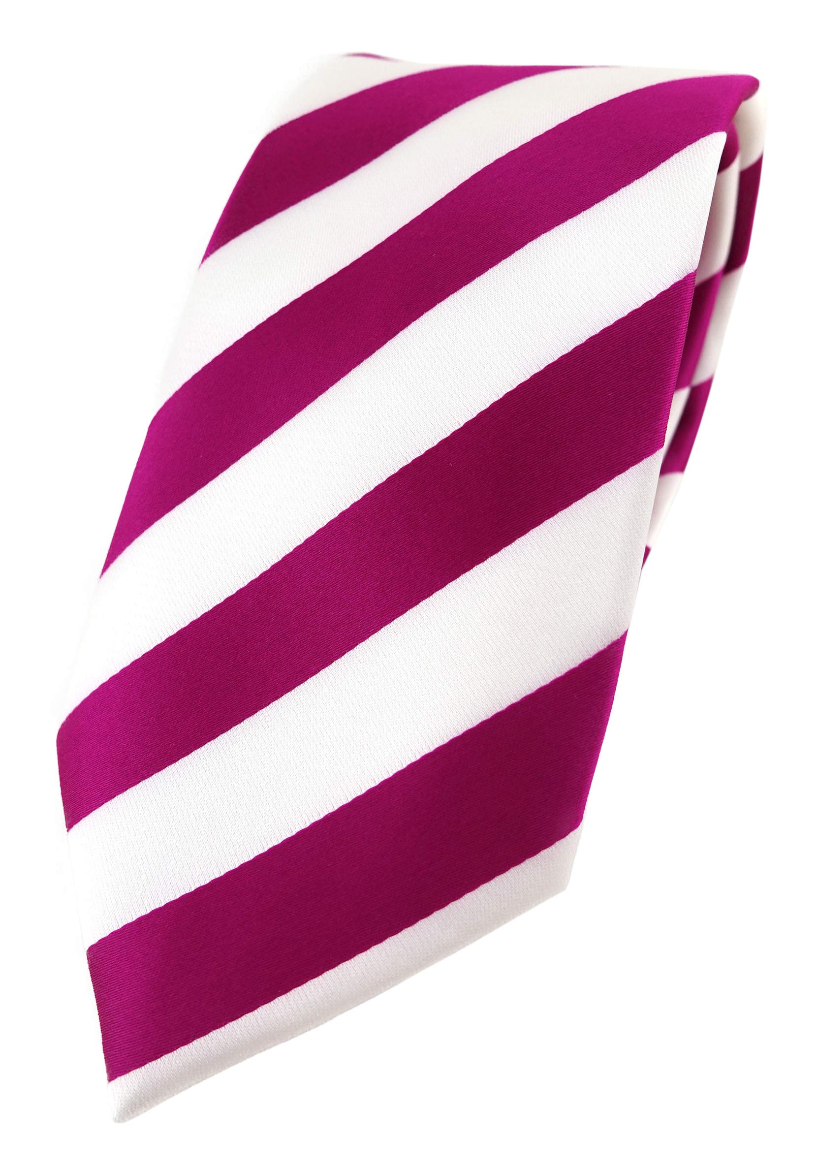 Tigertie Men's Magenta White - Designer Tie With Wide Club Stripes In Size: Approx. Length 150 Cm, Width 8 Cm