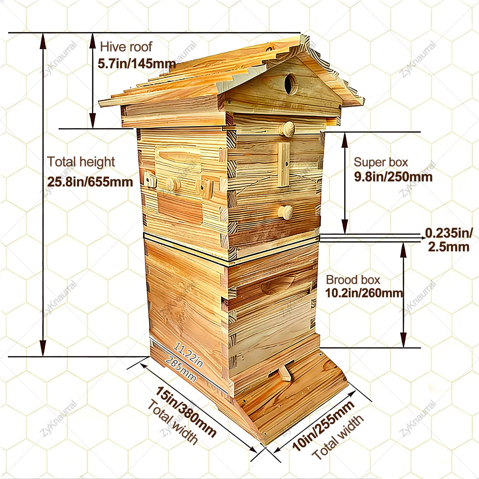 Flow Hive Bienenstock-Starterset, Mit Bienenwachs Beschichtetes Tannenholz, Komplettes Bienenstock-Set Mit Imkeranzug Für Anfänger Und Profi-Imker