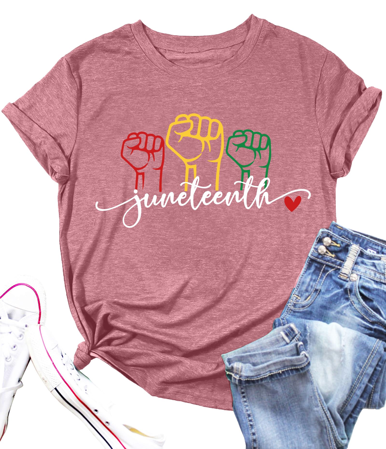 Juneteenth Shirts for Women 1865 Graphic Tshirt Casual Rainbow Tees Freedom Blouse Tops