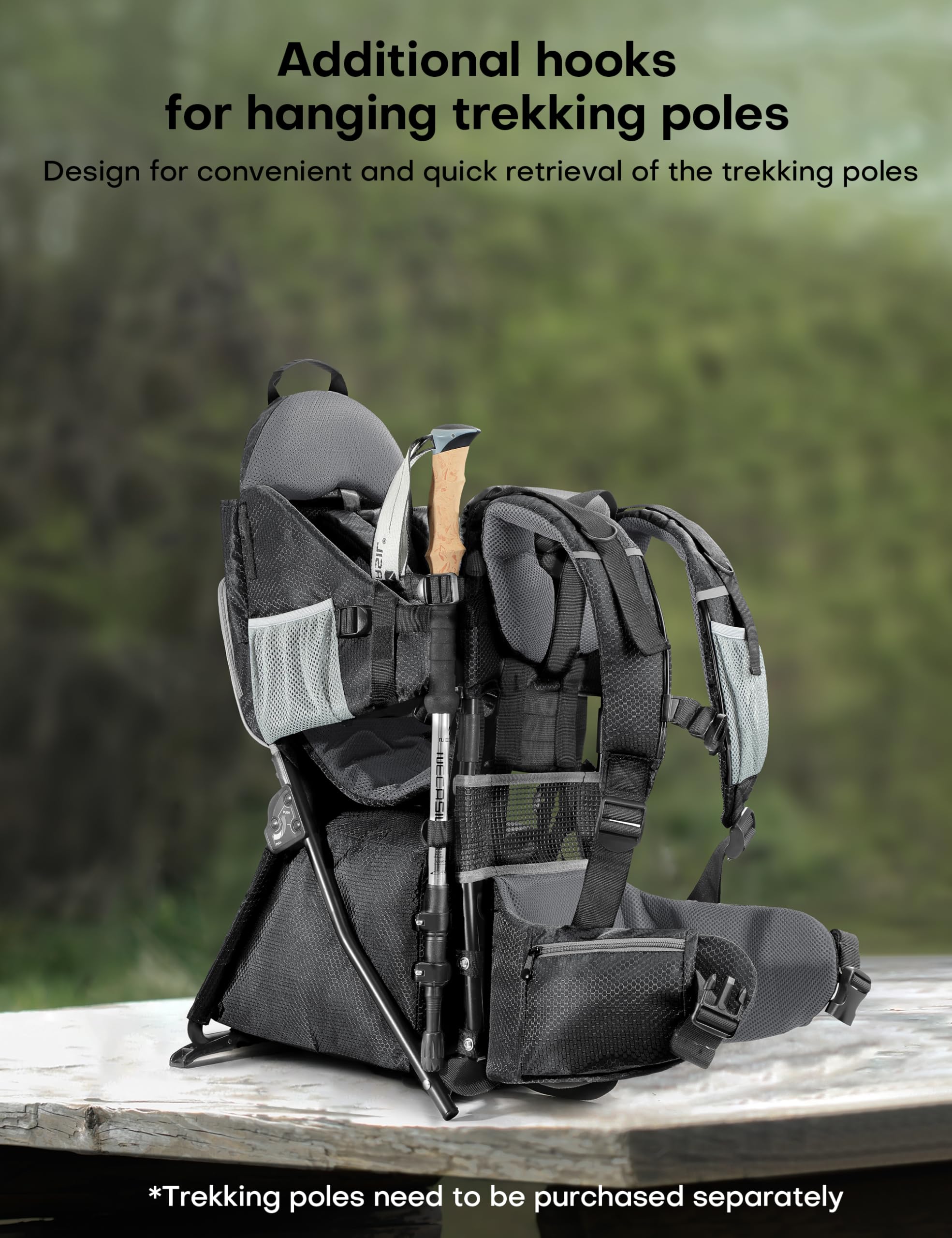 besrey Mochila portabebés, portabebés ergonómico, mochila de senderismo segura para niños pequeños con gran espacio de almacenamiento, asiento acolchado ajustable para niños