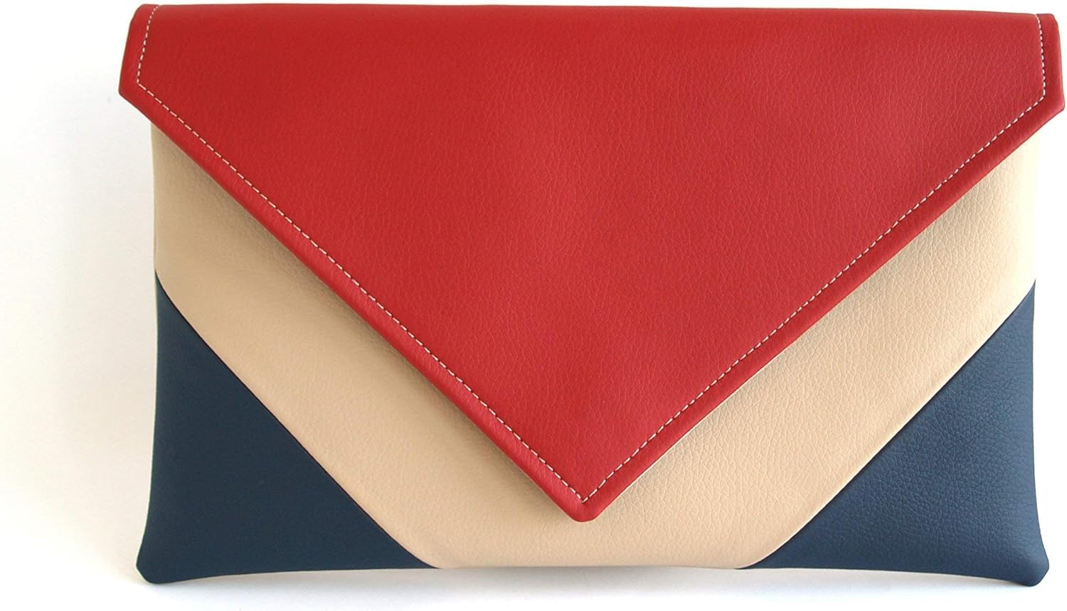 Clutch Bag envelope Handmade Navy blue Red Beige Clutch Purse Vegan Eco Faux leather Handbag Strap Evening Bag wedding bridesmaid