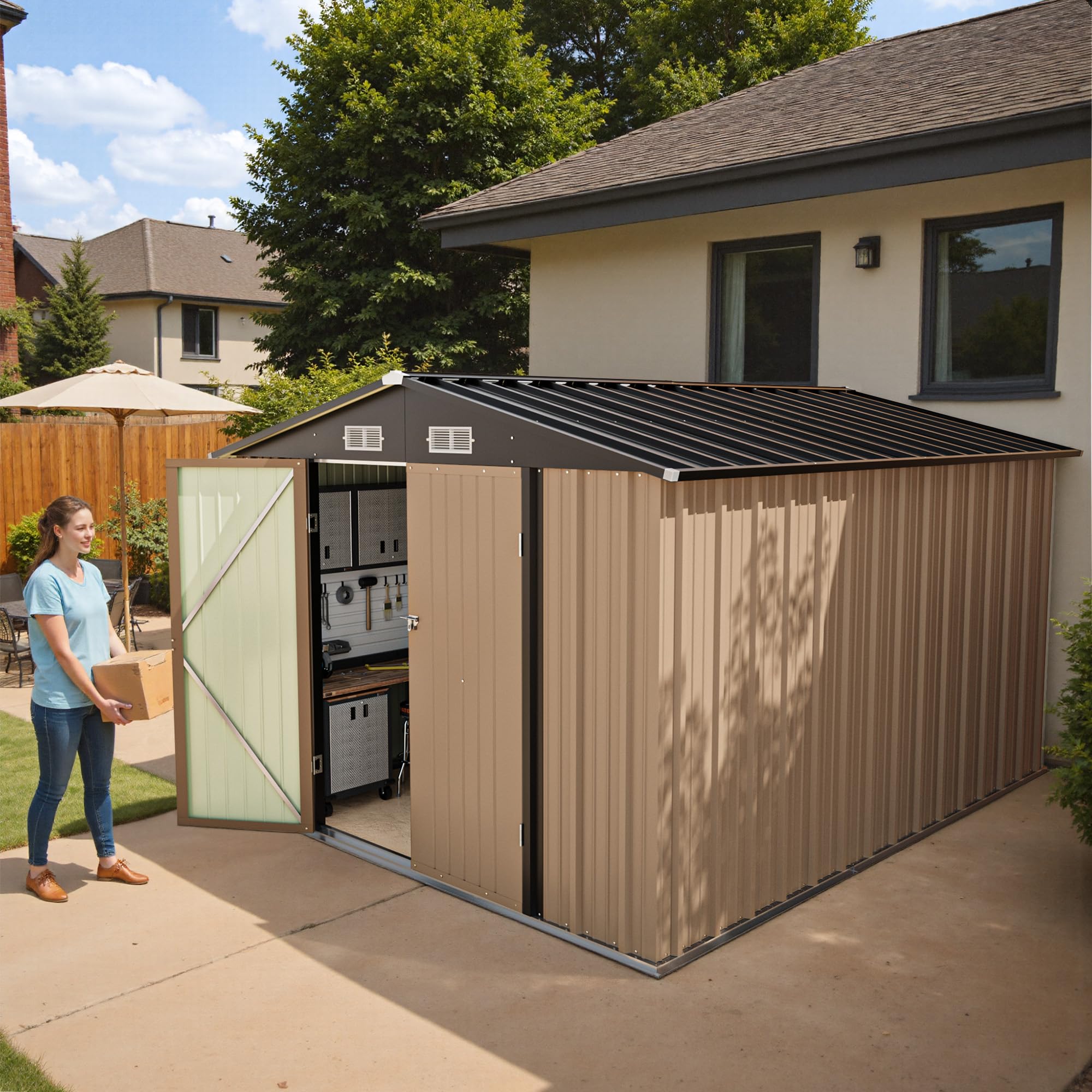 Amazon.com : Greesum 8x10FT Outdoor Storage Shed, Metal Storaged