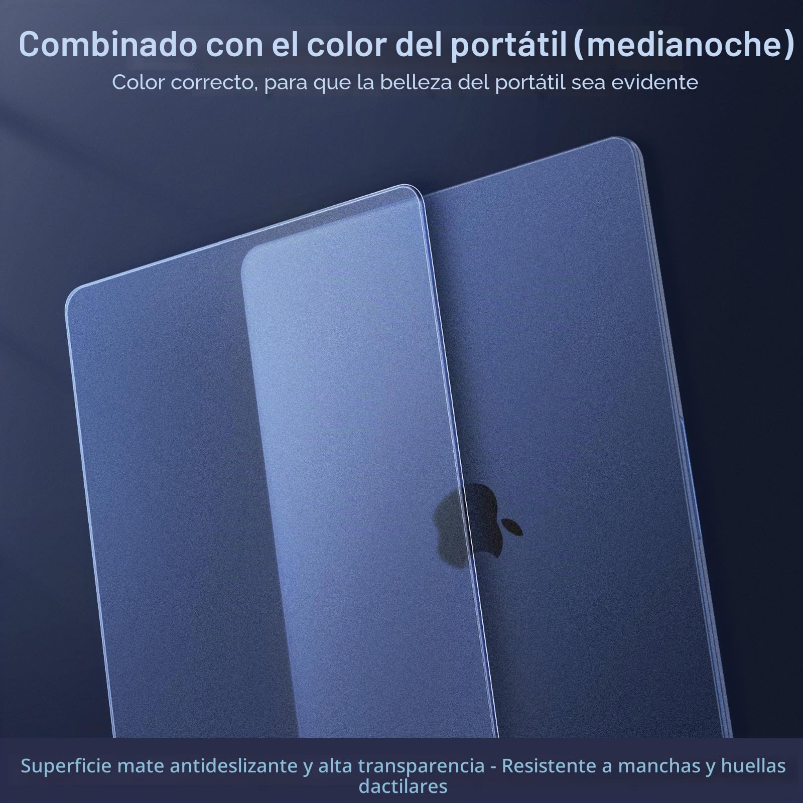 MOSISO Funda Compatible con MacBook Air 13 Pulgadas M5 M4 M3 M2 A3449 A3240 A3113 A2681 2026-2022 Pantalla de 13,6", Carcasa Rígida Antihuellas&Protector Teclado, Medianoche Clara