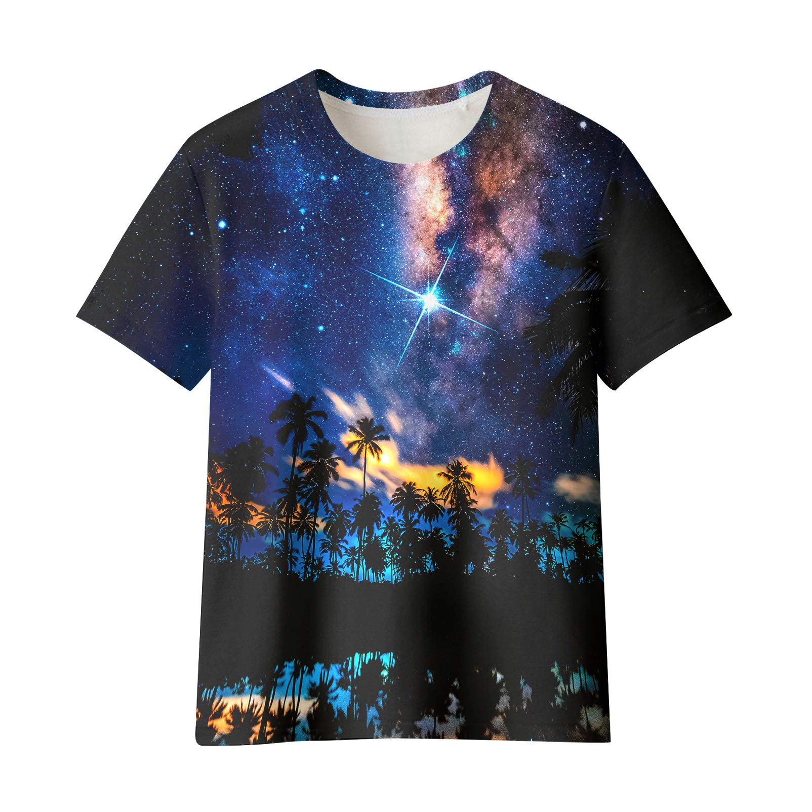 SYAIMNBoys Girls Shirts 3D Printed T-Shirts Colorful Graphic Short Sleeve Tees for Kids 6-16 Years