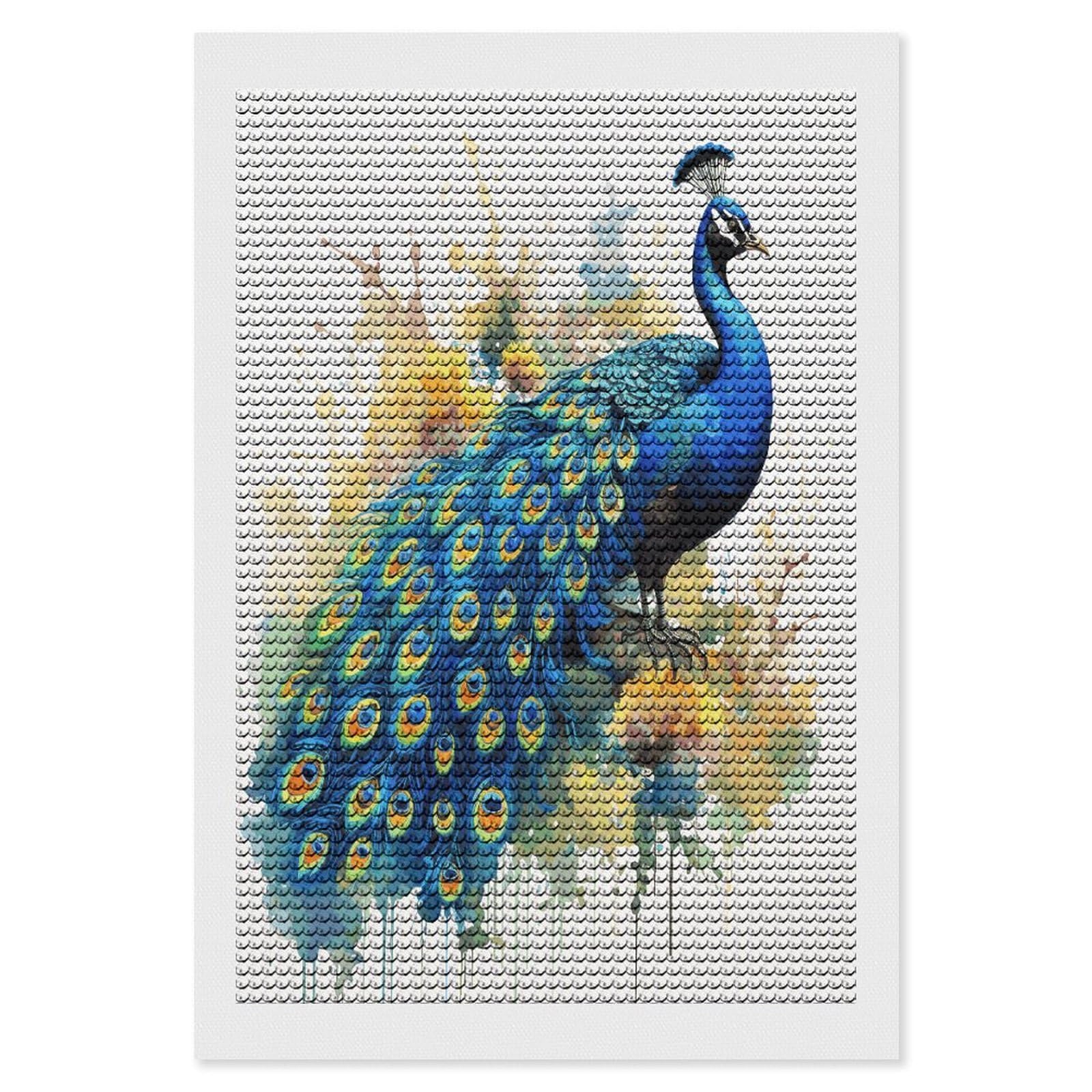 JTREHY Peacock Watercolor Painting Diamond Art Kits Personalized DIY Round Diamond Painting Kits for Beginner Full Drill Diamonds Dots Paintings for Adults Gem Art Crafts Home Decor
