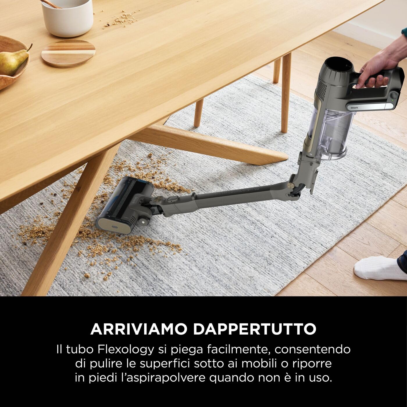 Shark PowerDetect Clean & Empty - Aspirapolvere Senza Fili con Serbatoio da 2L - Funzioni PowerFins, Reverse Clean, Anti-Hair Wrap Plus - 70 Minuti di Autonomia - Modello IP3225EUT, Colore Grigio